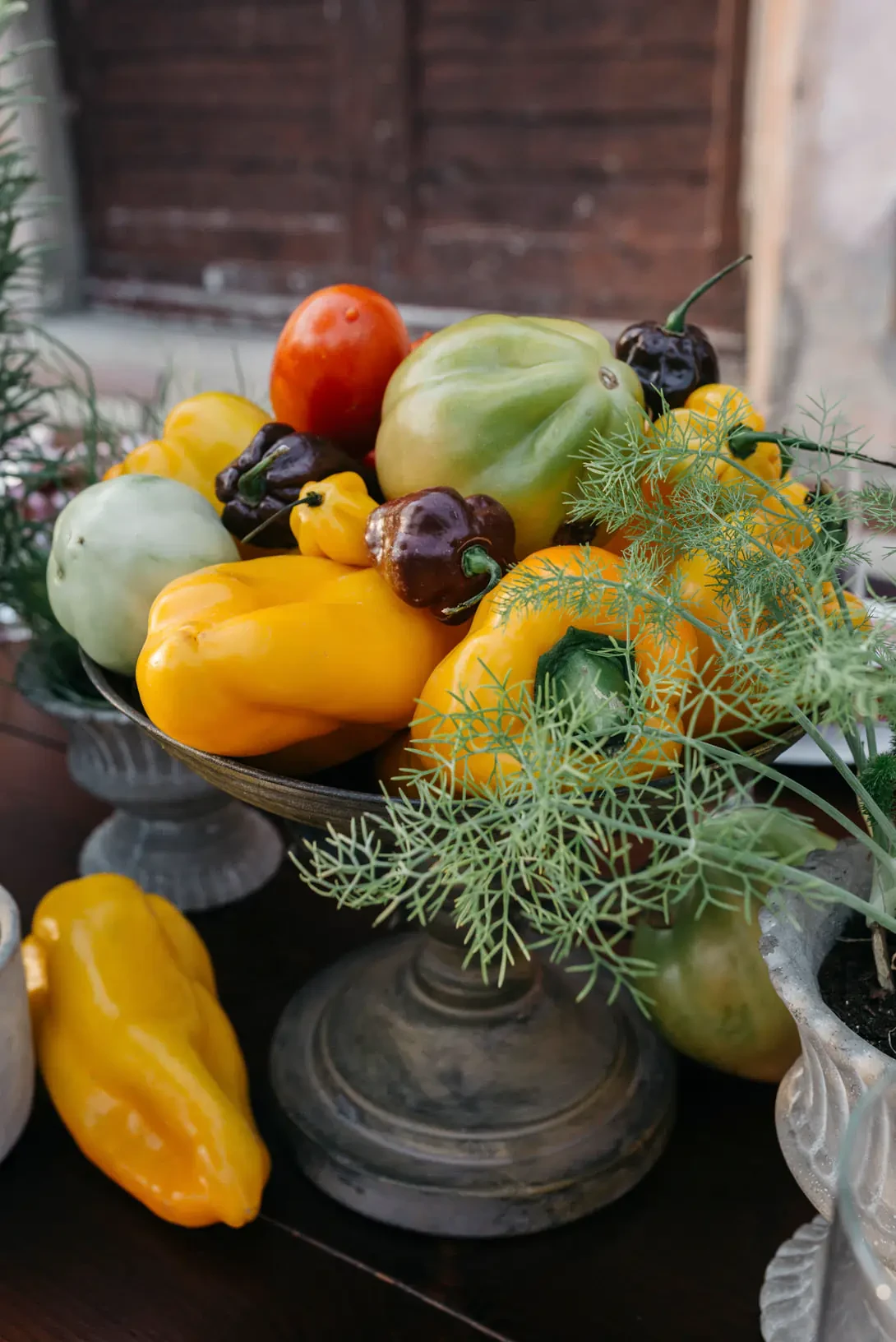 Colorful decorations with fresh vegetables