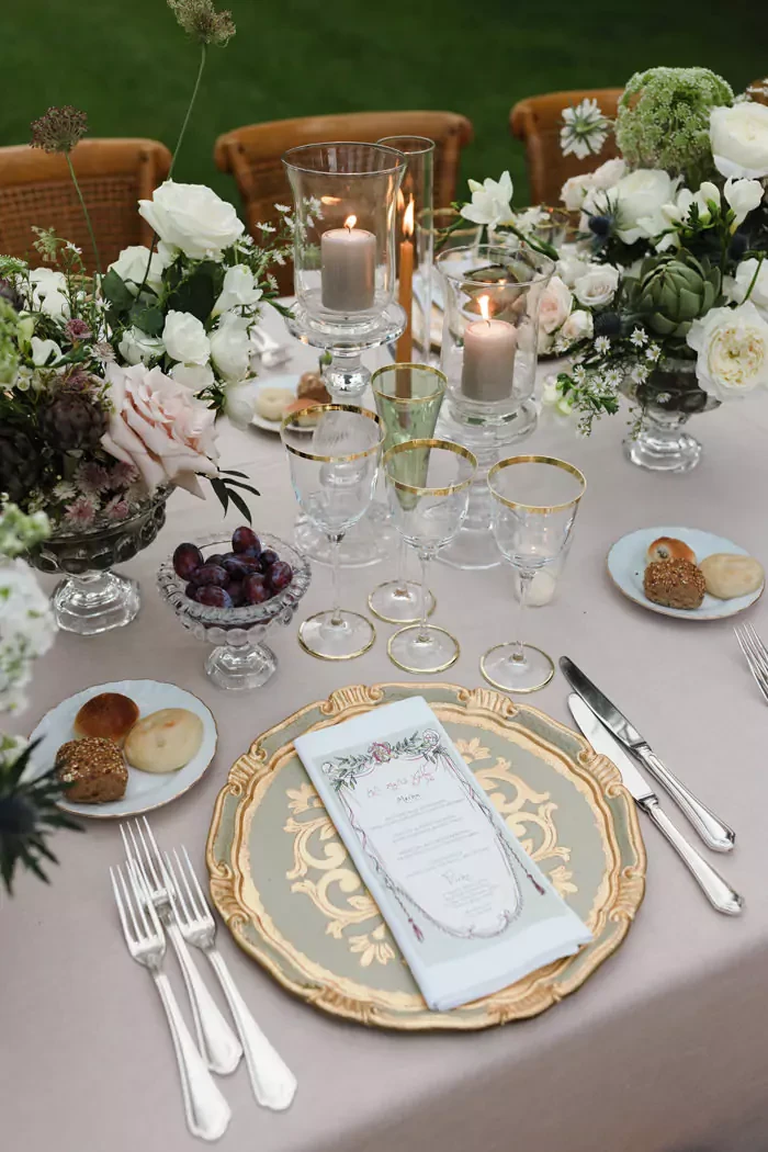 Detail of the place setting at Villa Cetinale