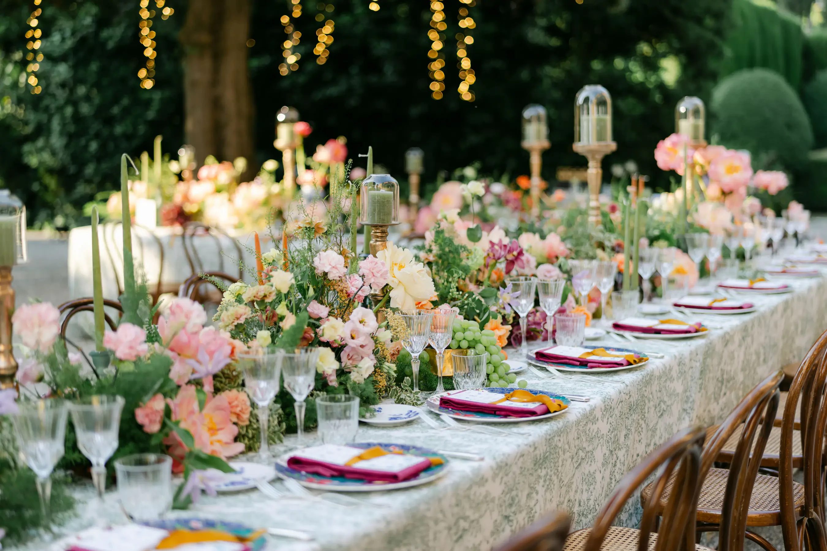 La Foce Tuscany Wedding Reception Table Decor