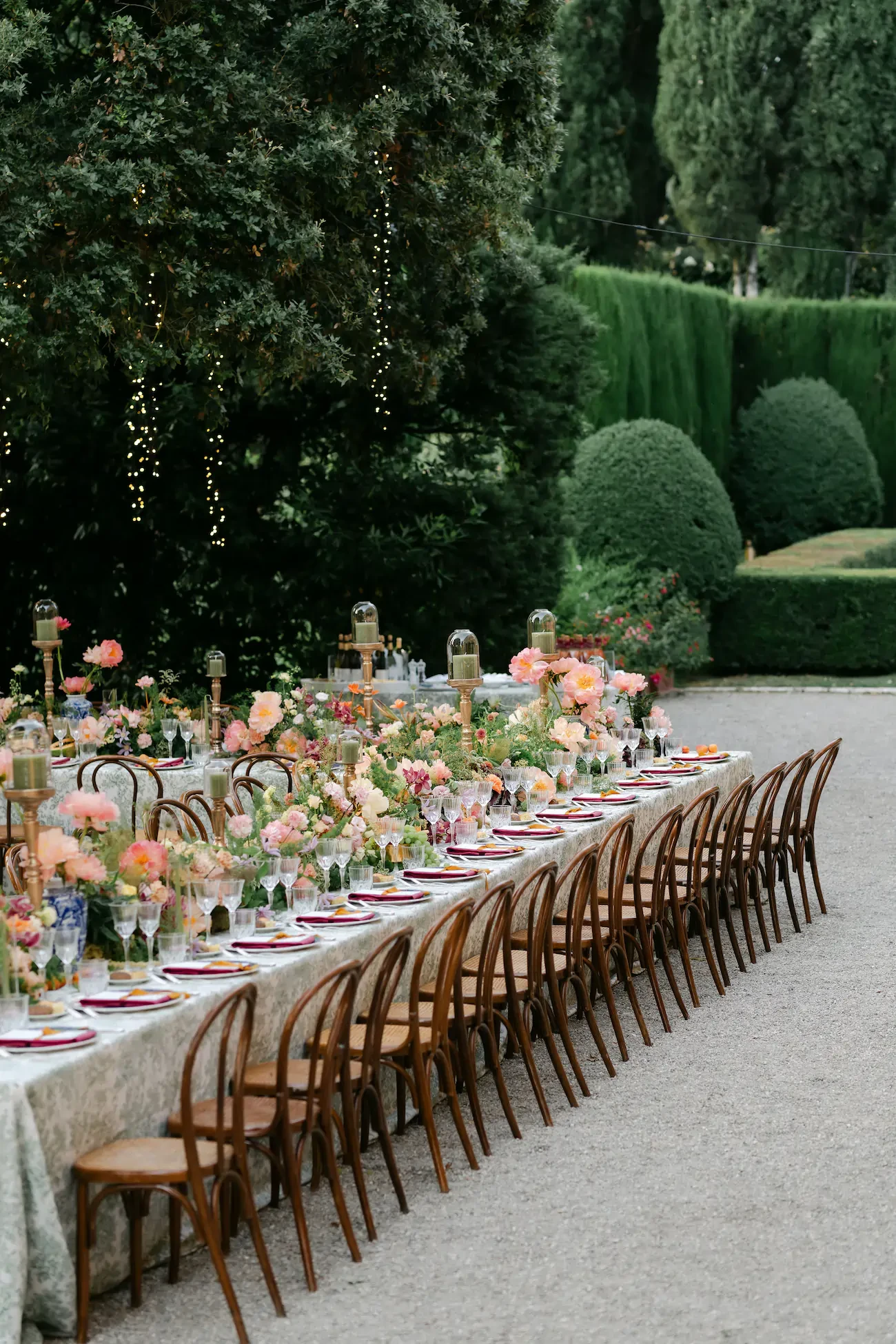 La Foce Tuscany Wedding Dinner Table Setting