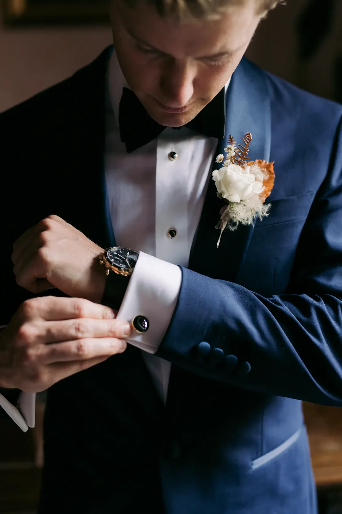 Groom getting ready for the ceremony