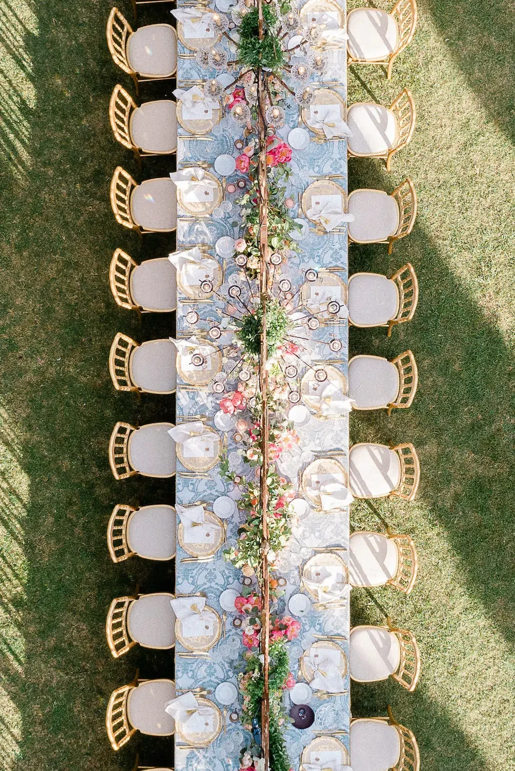 Long table for wedding reception in Tuscany