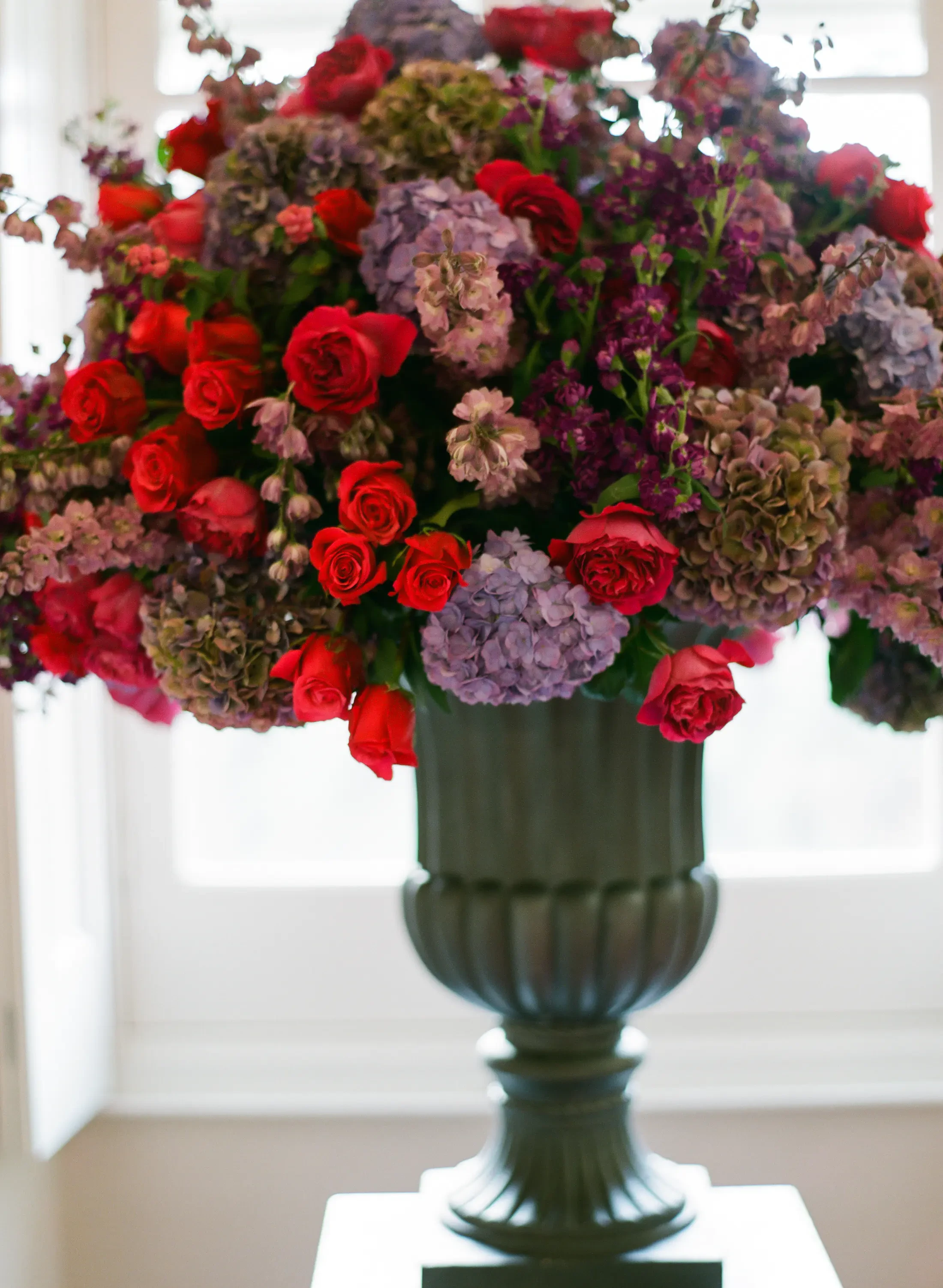 Flowers in pink, red and purple