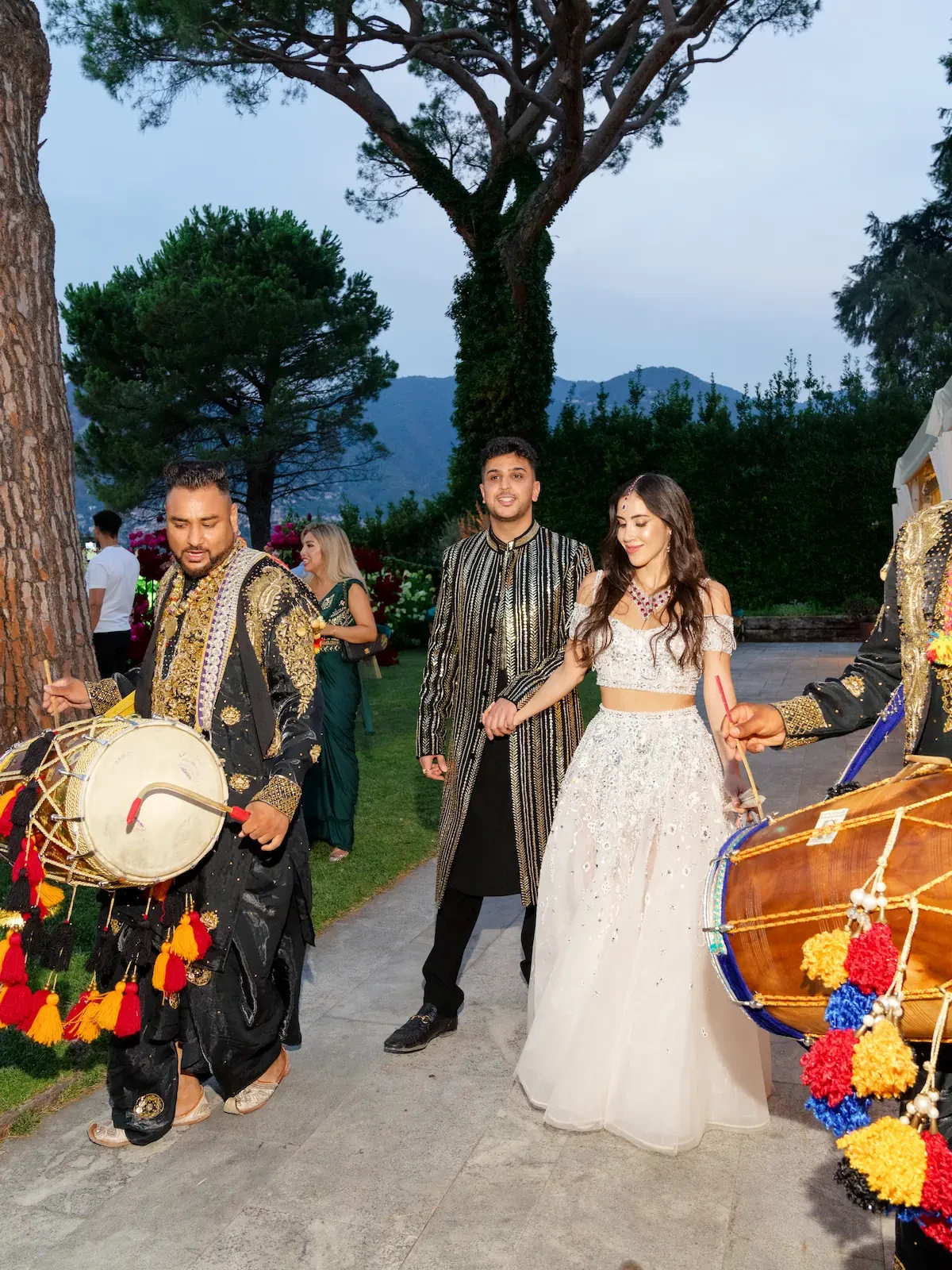 Bride and Groom at Sangeet Celebration in Villa Balbiano