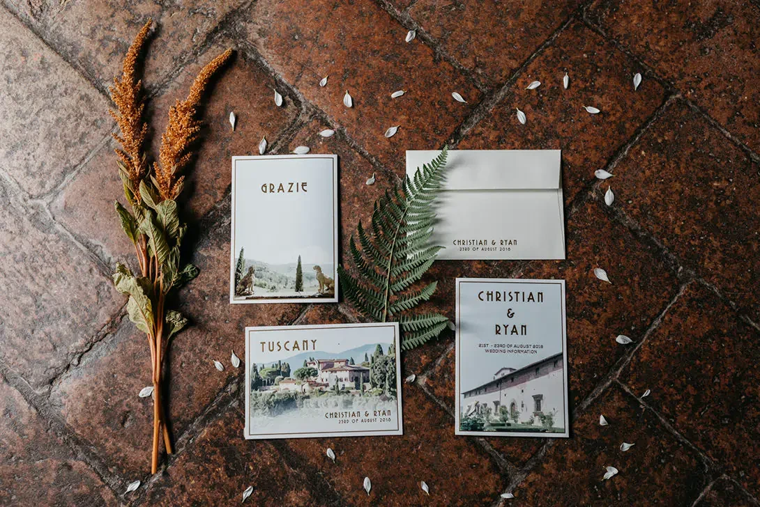 Invitations for wedding in Tuscany