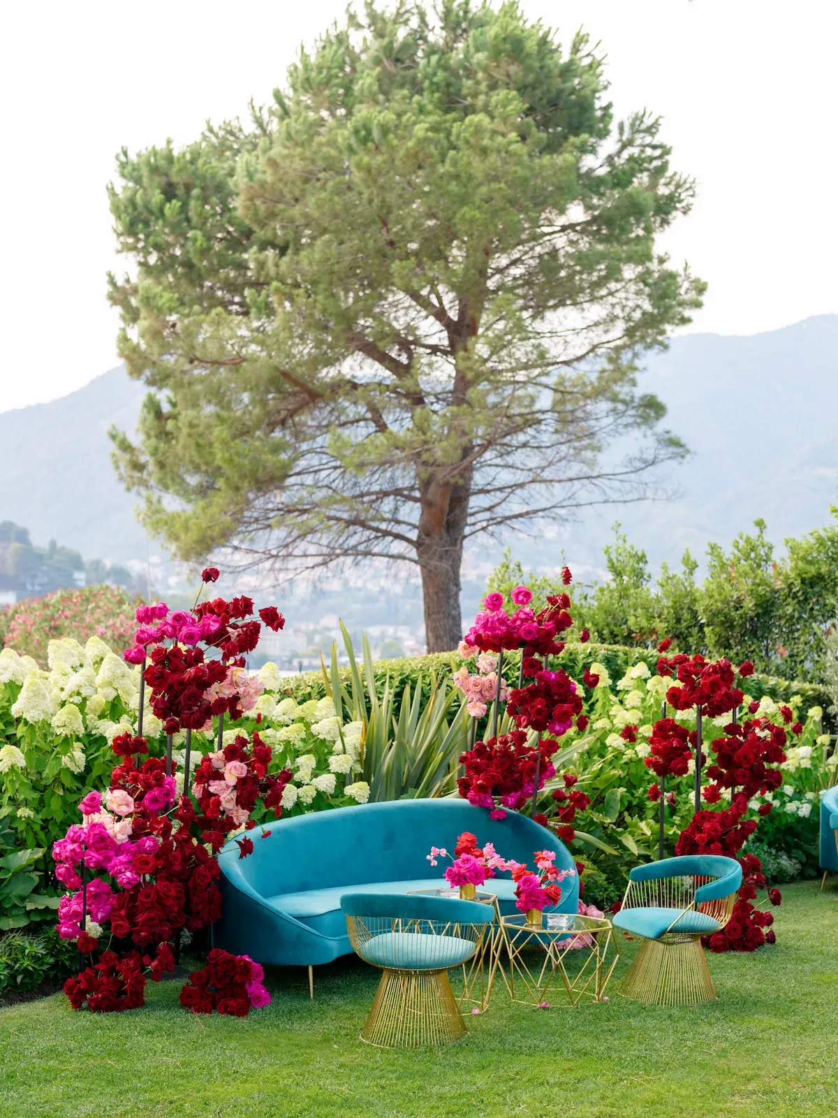 Sofa Garden for Sangeet celebration on Lake Como