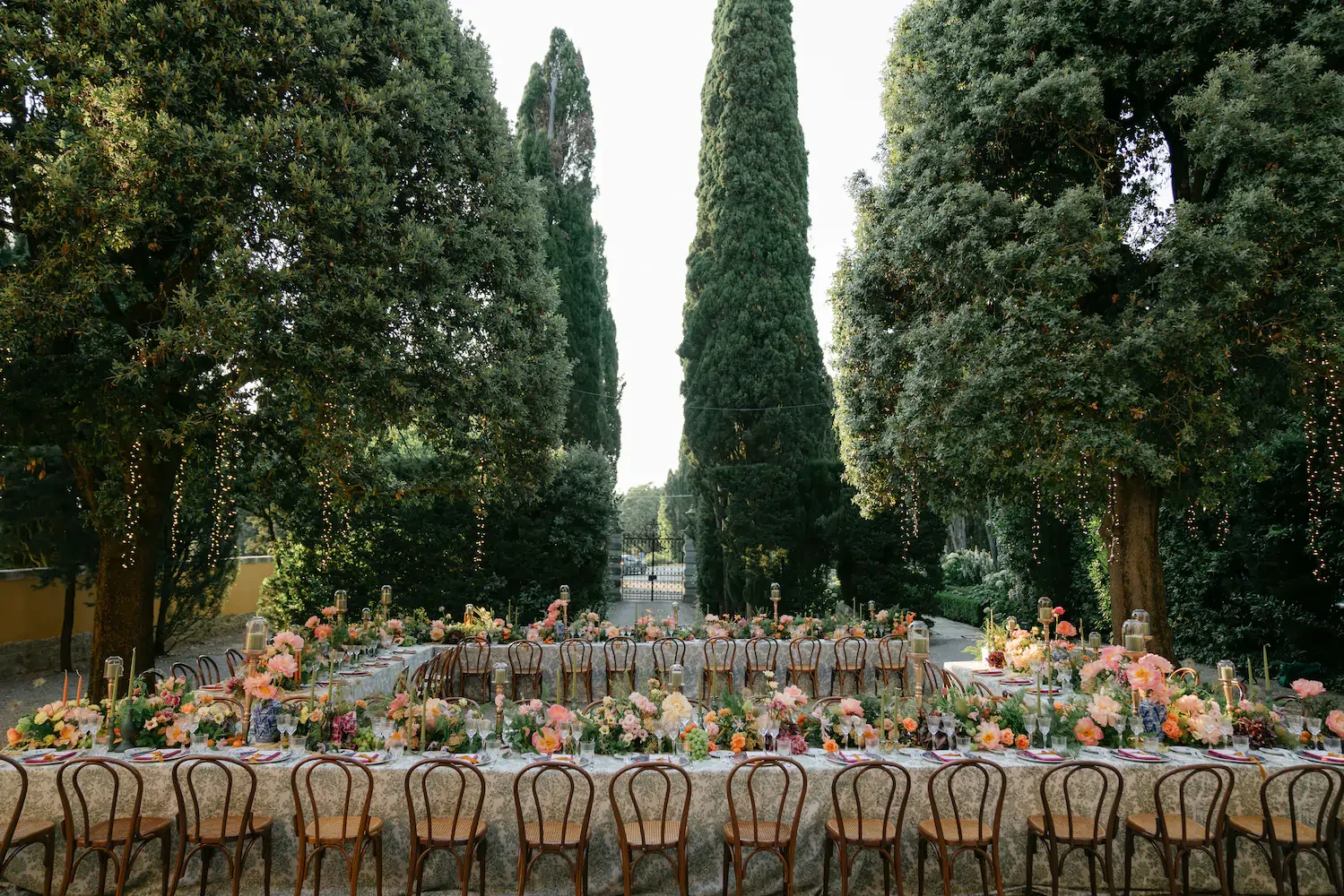 La Foce Tuscany Wedding U Shaped Dinner Table Setup