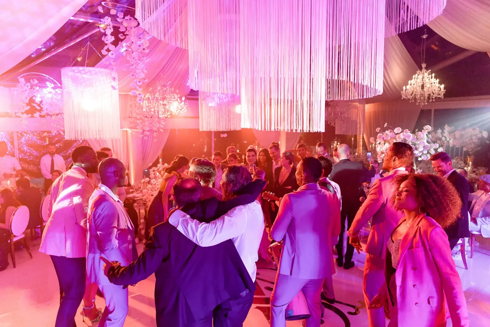 Night time wedding party on Lake Como